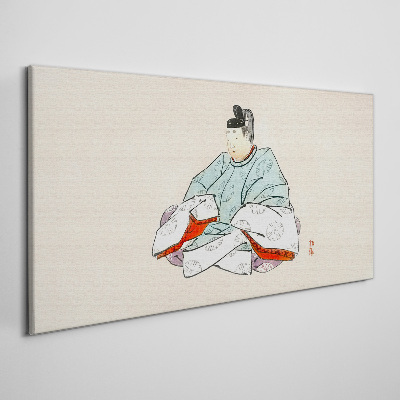 Tableau toile imprimée Artiste japonais en costume traditionnel