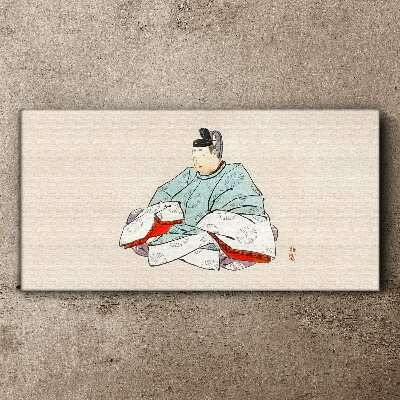 Tableau toile imprimée Artiste japonais en costume traditionnel