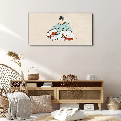 Tableau toile imprimée Artiste japonais en costume traditionnel