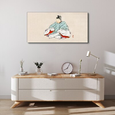 Tableau toile imprimée Artiste japonais en costume traditionnel