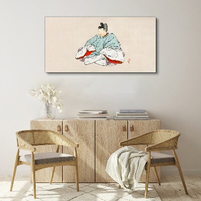 Tableau toile imprimée Artiste japonais en costume traditionnel