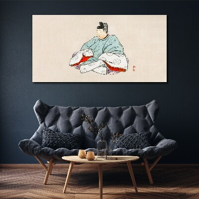 Tableau toile imprimée Artiste japonais en costume traditionnel