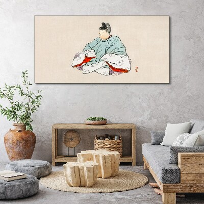 Tableau toile imprimée Artiste japonais en costume traditionnel