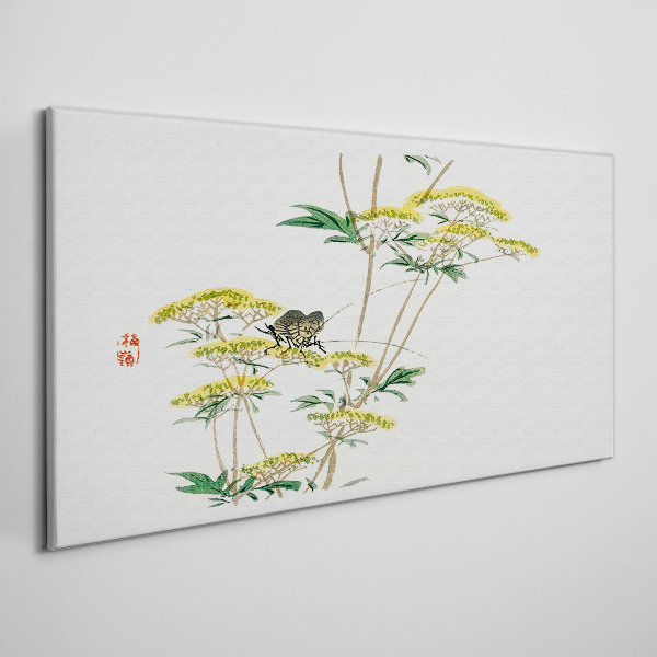 Tableau sur toile Harmonie florale avec un papillon