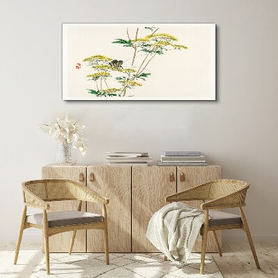 Tableau sur toile Harmonie florale avec un papillon