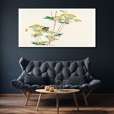 Tableau sur toile Harmonie florale avec un papillon