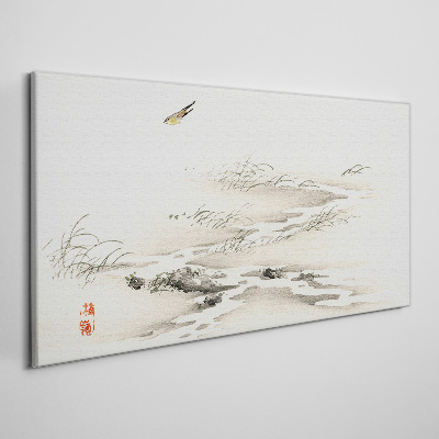 Tableau sur toile Un paysage paisible avec un oiseau