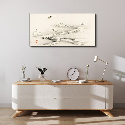 Tableau sur toile Un paysage paisible avec un oiseau