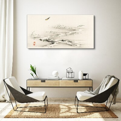 Tableau sur toile Un paysage paisible avec un oiseau