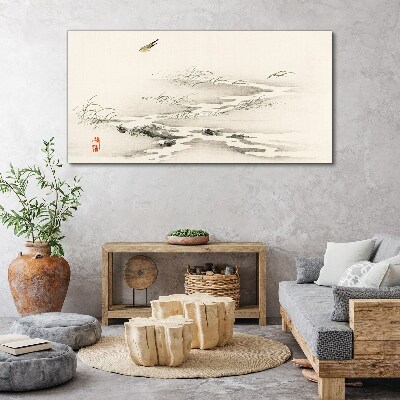 Tableau sur toile Un paysage paisible avec un oiseau