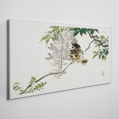Tableau toile imprimée Un ami ailé sur une branche