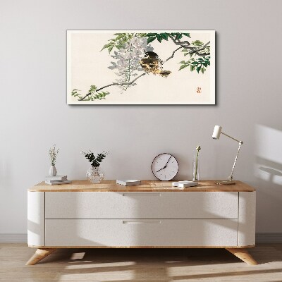 Tableau toile imprimée Un ami ailé sur une branche