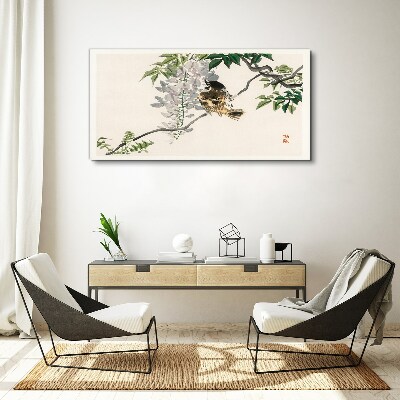 Tableau toile imprimée Un ami ailé sur une branche