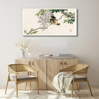 Tableau toile imprimée Un ami ailé sur une branche