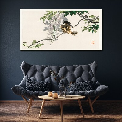 Tableau toile imprimée Un ami ailé sur une branche