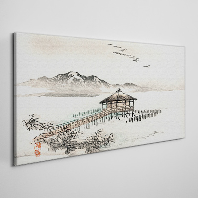 Tableau imprimé sur toile Un paysage paisible au bord de l'eau