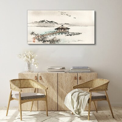 Tableau imprimé sur toile Un paysage paisible au bord de l'eau