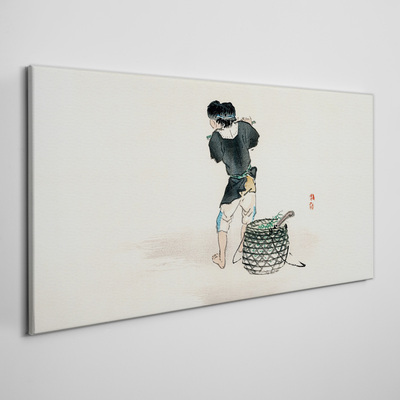 Tableau toile imprimée Garçon avec un panier