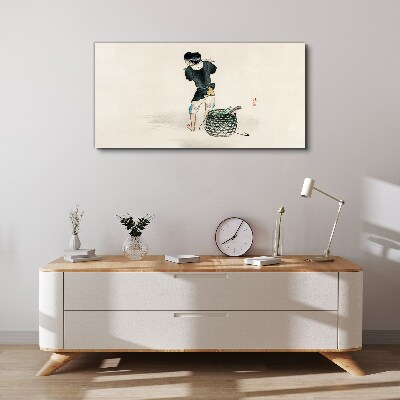 Tableau toile imprimée Garçon avec un panier