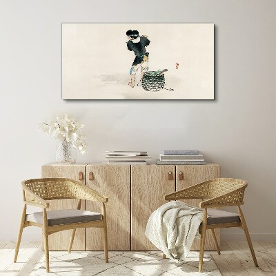 Tableau toile imprimée Garçon avec un panier