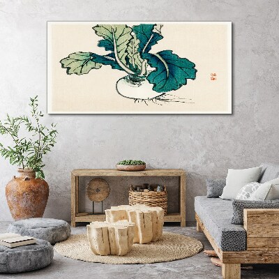 Tableau sur toile Radis vert sur fond clair