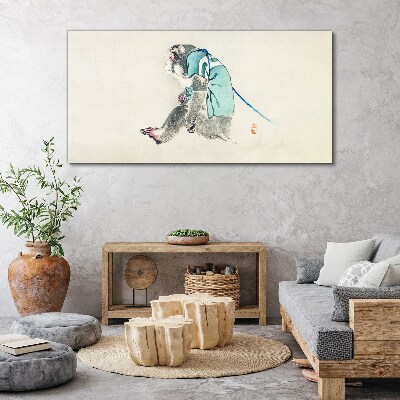 Tableau toile imprimée Un singe en costume vert