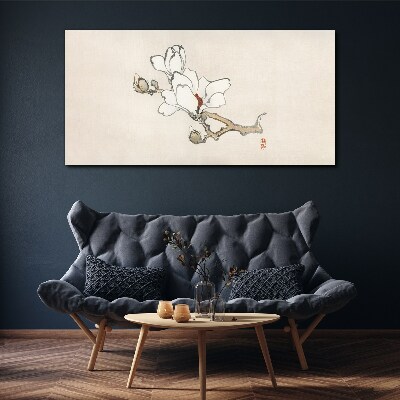 Tableau sur toile Fleurs de magnolia sur fond clair