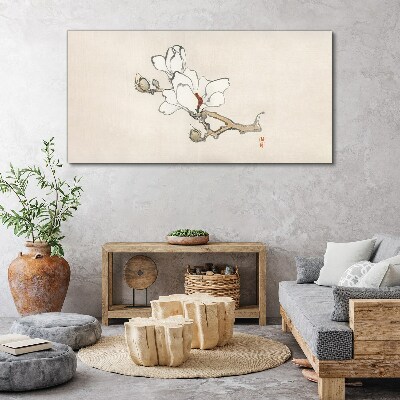 Tableau sur toile Fleurs de magnolia sur fond clair
