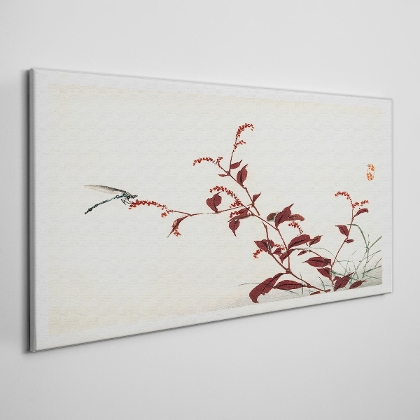 Tableau sur toile Branches fines avec une libellule