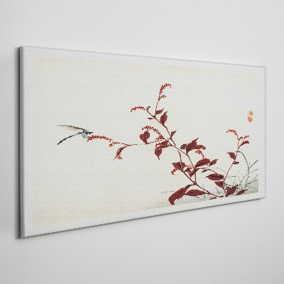 Tableau sur toile Branches fines avec une libellule