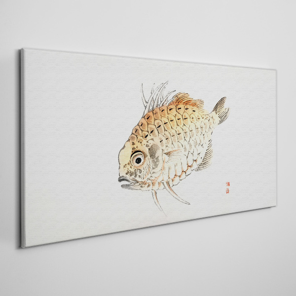Tableau toile imprimée Poisson rouge sur fond blanc