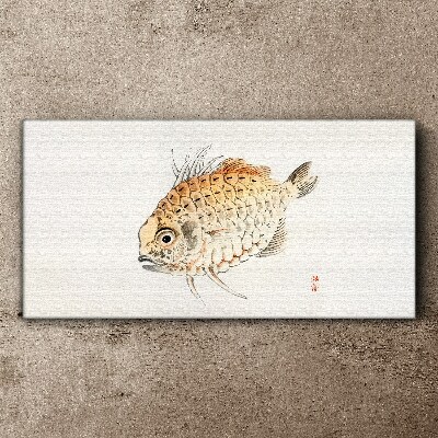 Tableau toile imprimée Poisson rouge sur fond blanc