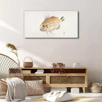 Tableau toile imprimée Poisson rouge sur fond blanc