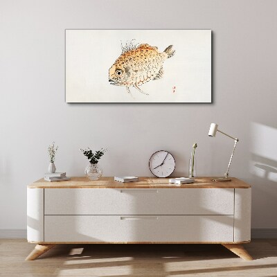 Tableau toile imprimée Poisson rouge sur fond blanc