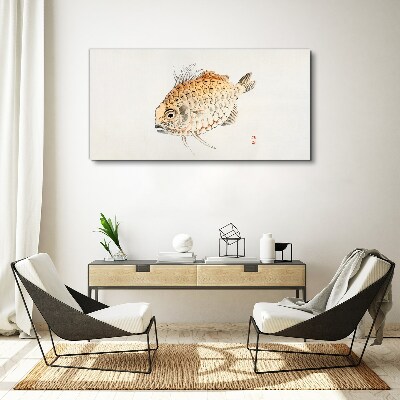 Tableau toile imprimée Poisson rouge sur fond blanc