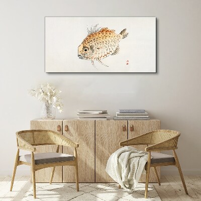 Tableau toile imprimée Poisson rouge sur fond blanc