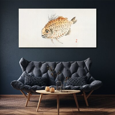 Tableau toile imprimée Poisson rouge sur fond blanc