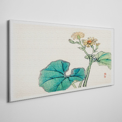 Tableau sur toile Fleurs et feuilles de lotus
