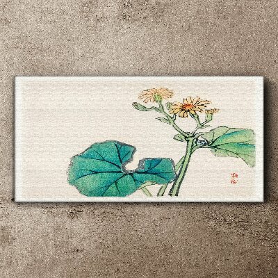 Tableau sur toile Fleurs et feuilles de lotus