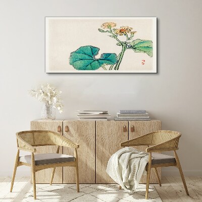 Tableau sur toile Fleurs et feuilles de lotus