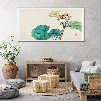 Tableau sur toile Fleurs et feuilles de lotus