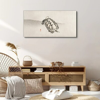 Tableau toile imprimée Tortue sur un fond minimaliste