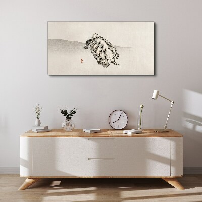 Tableau toile imprimée Tortue sur un fond minimaliste