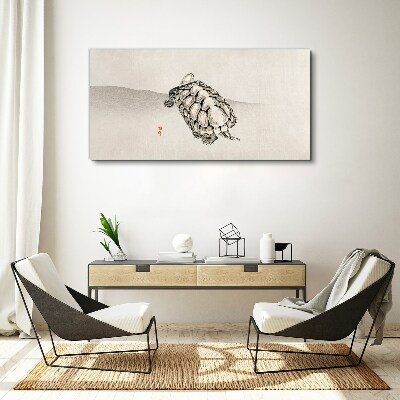 Tableau toile imprimée Tortue sur un fond minimaliste