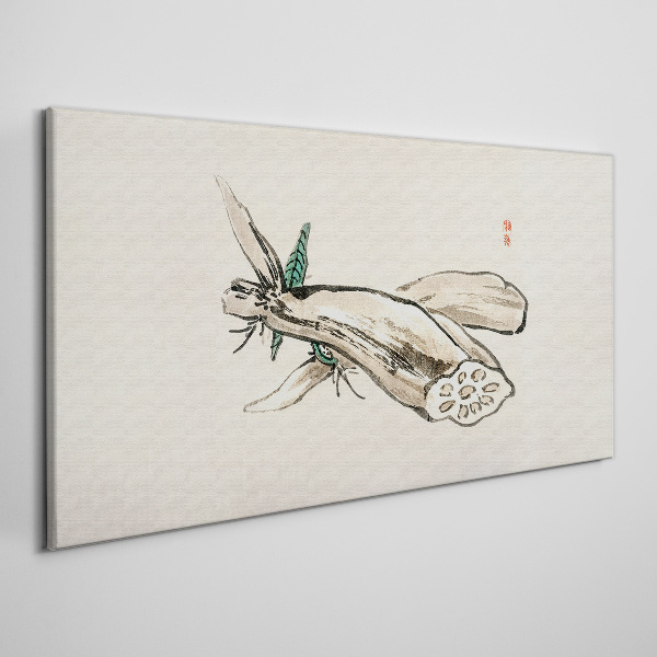 Tableau toile imprimée Papillon sur fond de lotus