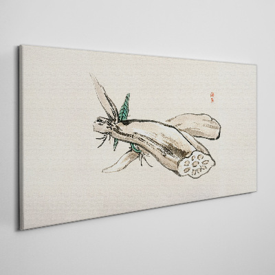 Tableau toile imprimée Papillon sur fond de lotus