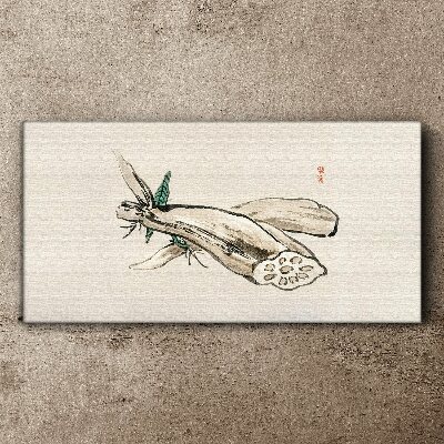 Tableau toile imprimée Papillon sur fond de lotus