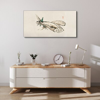 Tableau toile imprimée Papillon sur fond de lotus