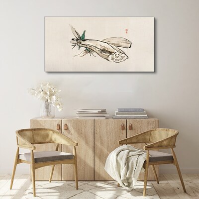 Tableau toile imprimée Papillon sur fond de lotus