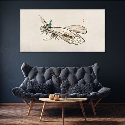 Tableau toile imprimée Papillon sur fond de lotus